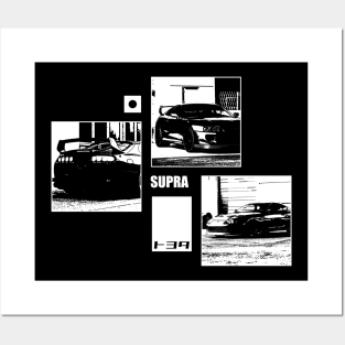 TOYOTA SUPRA MK4 Black 'N White Archive (Black Version) Posters and Art